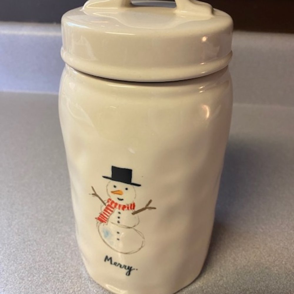 Rae Dunn MERRY Snowman Canister